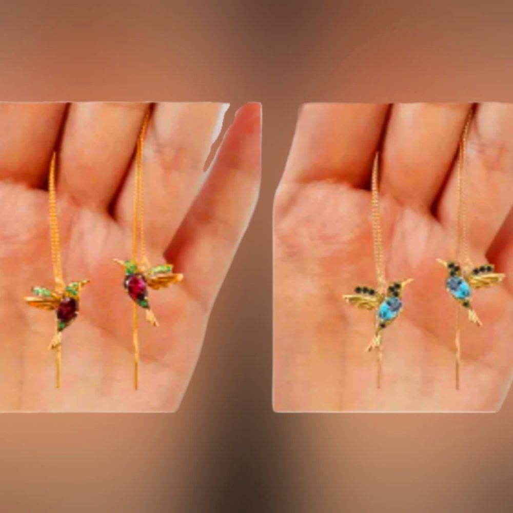 18k&ZirconHummingbird Earrings